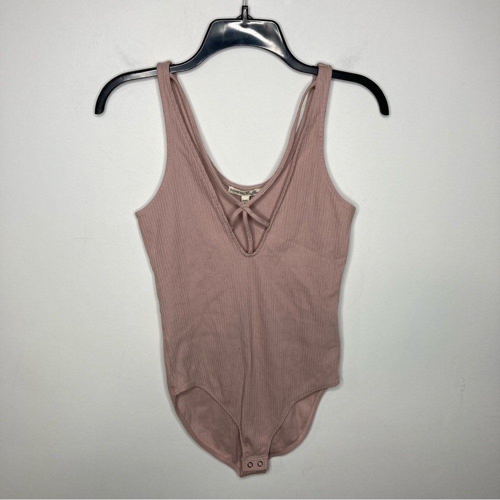 Express one eleven pink ribbed bodysuit size small